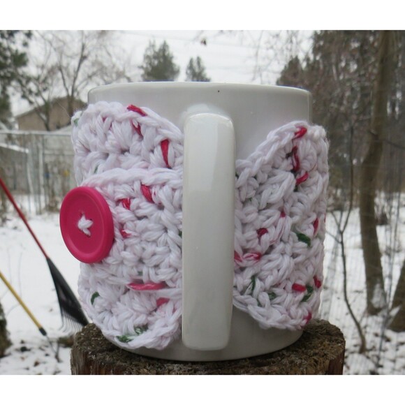 Crocheted Cup Cozy Handmade Coffee Mug or Tea Warmer - Picture 2 of 4